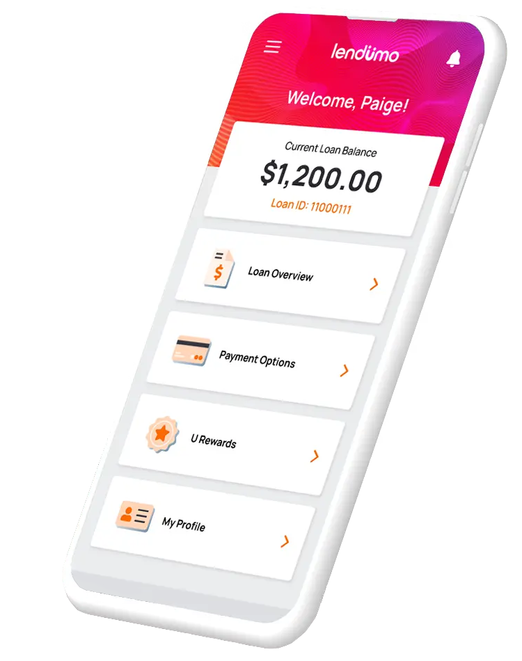 Lendumo portal on a smartphone